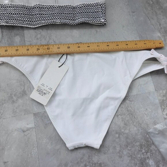 KISUII Bikini Set Large White Two Piece Halter Smocked Hipster Bikini BARNEYS - Picture 11 of 16